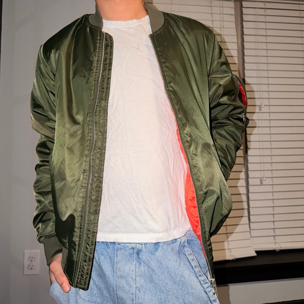 Pull&Bear Olive Bomber Jacket